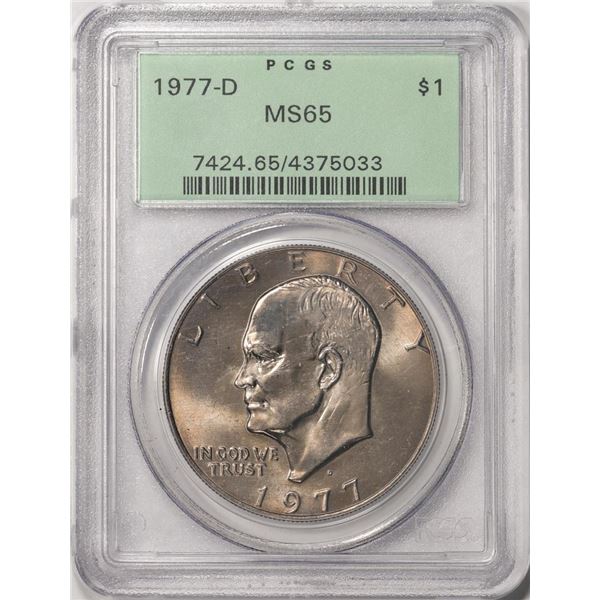 1977-D $1 Eisenhower Dollar Coin PCGS MS65 Old Green Holder