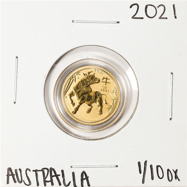 2021 Australia $15 Lunar Year of the Ox 1/10 Oz Gold Coin