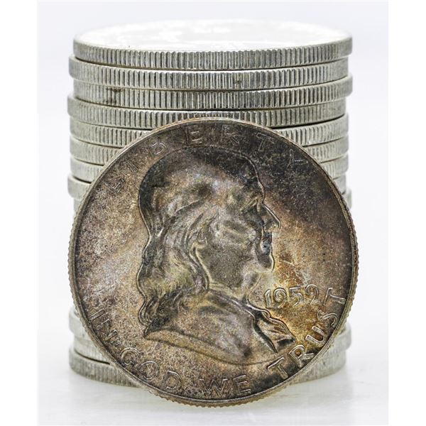 Roll of (20) Brilliant Uncirculated 1959 Franklin Half Dollar Coins