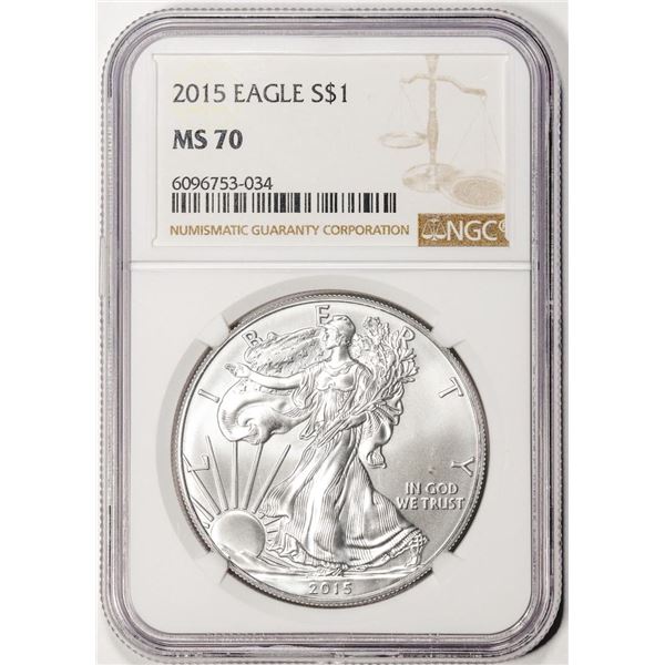 2015 $1 American Silver Eagle Coin NGC MS70