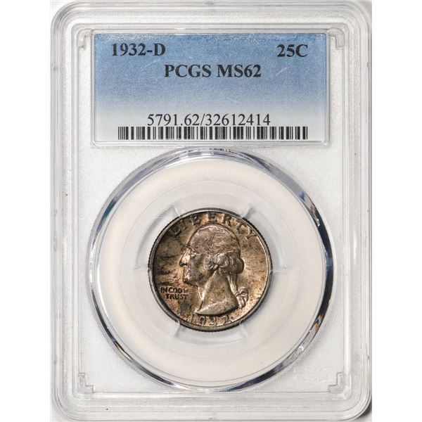 1932-D Washington Quarter Coin PCGS MS62