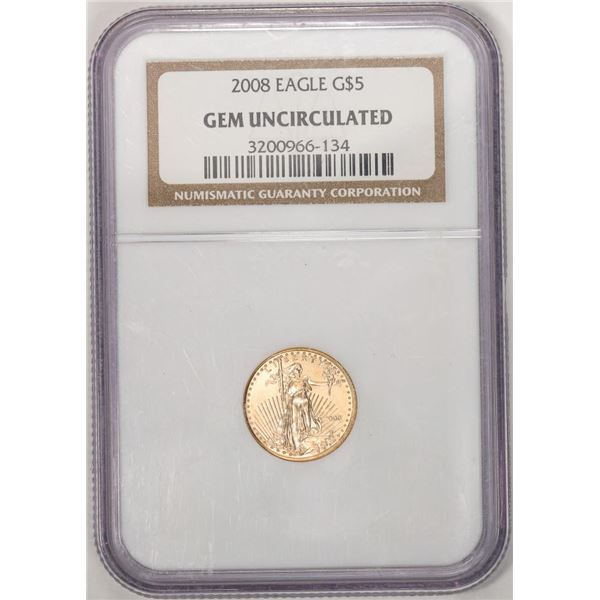 2008 $5 American Gold Eagle Coin NGC Gem Uncirculated
