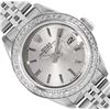 Image 1 : Rolex Ladies Stainless Steel Silver Index Diamond Date Wristwatch
