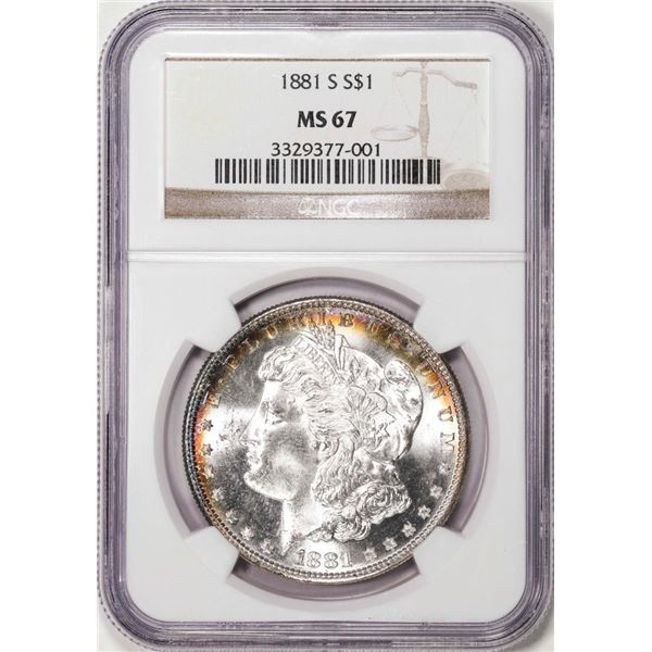1881-S $1 Morgan Silver Dollar Coin NGC MS67 Amazing Toning