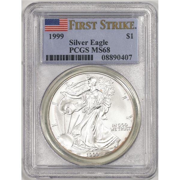1999 $1 American Silver Eagle Coin PCGS MS68 First Strike