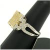 Image 4 : 18k Two Tone Solid Gold 1.10 ctw Round Pave Diamond Square Cocktail Ring