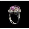 Image 4 : 14KT White Gold 16.20 ctw Kunzite and Diamond Ring