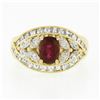 Image 4 : Vintage 18k Gold 3.81 ctw GIA Oval Ruby Marquise Diamond Statement Engagement Ri