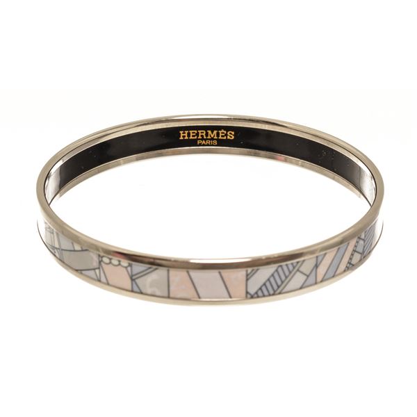 Hermes Purple Email Bangle with Silver Hardware