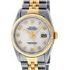 Image 1 : Rolex Mens Two Tone Cream Arabic Jubilee Dial Sapphire Datejust Wristwatch 36MM