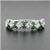 Image 2 : Vintage 18K White Gold 1.7 ctw Prong Large Round Diamond Emerald Wedding Band Ri