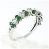 Image 9 : Vintage 18K White Gold 1.7 ctw Prong Large Round Diamond Emerald Wedding Band Ri