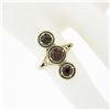 Image 3 : Antique 14k TT Gold Round Garnet Vertical 3 Station Concentric Wire Work Ring