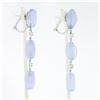 Image 5 : Antonini 18K White Gold Chalcedony Bead Round Diamond Long Drop Dangle Earrings