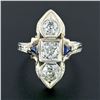 Image 2 : Antique Art Deco 20K Gold 1.54 ctw Old European Diamond Long Engraved Dinner Rin