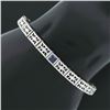 Image 7 : Antique Art Deco 14k White Gold Bezel Set Sapphire Etched Line Filigree Bracelet