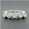 Image 2 : NEW Custom Made Platinum 1.19 ctw Bezel Diamond 5 Stone Classic Wedding Band Rin