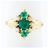 Image 1 : Antique Victorian 14k Gold 0.42 ctw Round Emerald 1.7mm Pearl Petite Cluster Rin