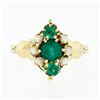 Image 4 : Antique Victorian 14k Gold 0.42 ctw Round Emerald 1.7mm Pearl Petite Cluster Rin