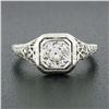 Image 2 : Antique Art Deco 18k Gold European Diamond Solitaire w/ Filigree Engagement Ring