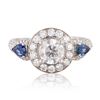 Image 1 : 0.49 ctw Blue Sapphire and 1.63 ctw Diamond 18K White Gold Ring