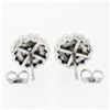 Image 3 : New 14k White Gold 1.51 ctw Diamond Sapphire Halo Milgrain Flower Cluster Earrin