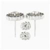 Image 5 : New 14k White Gold 1.51 ctw Diamond Sapphire Halo Milgrain Flower Cluster Earrin