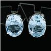 Image 2 : New 14K White Gold 2.84 ctw Oval Prong Set Aquamarine Open Basket Stud Earrings