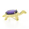Image 5 : Vintage 14k Yellow Gold 11 ctw Oval Amethyst Diamond Turtle Tortoise Pin Brooch