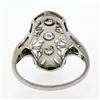 Image 7 : Antique Art Deco 18K White Gold .35 ctw Diamond Domed Etched Filigree Dinner Rin