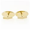 Image 2 : Vintage ArtCarved Men's 14k Gold Florentine Finish Grooved Frame Oval Cufflinks