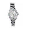 Image 2 : Rolex Ladies Quickset Stainless Steel Silver Index 18K White Gold Diamond & Emer