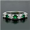 Image 2 : New 14K White Gold 1.33 ctw Shared Prong Big Round Diamond & Emerald Band Ring
