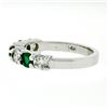 Image 5 : New 14K White Gold 1.33 ctw Shared Prong Big Round Diamond & Emerald Band Ring