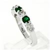 Image 8 : New 14K White Gold 1.33 ctw Shared Prong Big Round Diamond & Emerald Band Ring