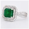 Image 2 : 2.32 ctw Emerald and 0.70 ctw Diamond 14K White Gold Ring
