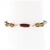 Image 5 : Italian Vintage 18K Yellow Gold Red Enamel & Pearl Detailed Fancy Link Bracelet
