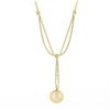 Image 6 : 18k Gold 0.12 ctw Bezel Diamond Golden Pearl Dangle Dual Cable Link Chain Neckla