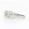 Image 6 : Vintage 14k White Gold 1.08 ctw Illusion Round Diamond Wide Statement Band Ring