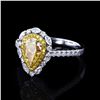 Image 2 : 1.11 ctw Fancy Light Yellow CENTER Diamond 18K White and Yellow Gold Ring (1.46