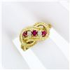 Image 3 : 18k Yellow Gold 0.50 ctw Prong Round Diamond & Ruby Braided Loop Knot Band Ring