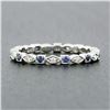 Image 2 : Vintage 18K Gold Diamond Sapphire Alternating Marquise Square Eternity Band Ring