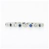 Image 5 : Vintage 18K Gold Diamond Sapphire Alternating Marquise Square Eternity Band Ring