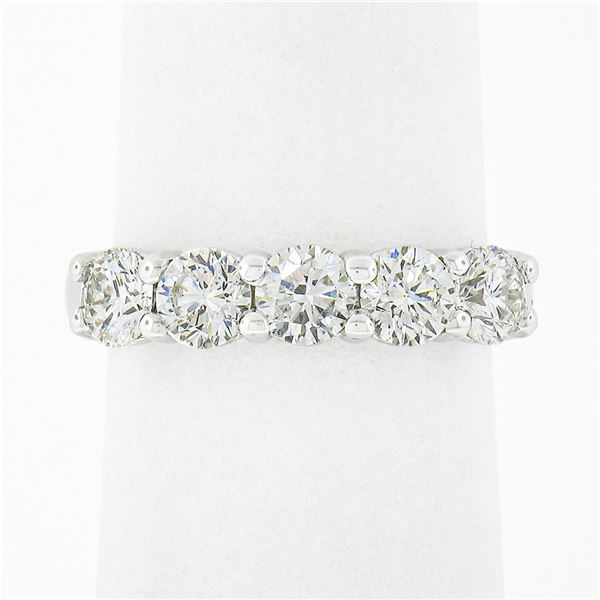 NEW 14k White Gold 1.38 ctw Round Prong Diamond 5 Stone Classic Wedding Band Rin