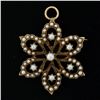 Image 3 : Antique Victorian 14K Yellow Gold Seed Pearl Cluster Open Flower Brooch Pendant