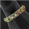 Image 1 : Antique Victorian 14k Gold & Silver Open Work Gemstone & Diamond Flower Bracelet