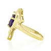 Image 7 : 14k Yellow Gold Dolphin Jumping Over 0.90 ctw Oval Prong Amethyst Solitaire Ring