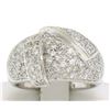 Image 3 : 14k White Gold Wide 1.50 ctw Pave Diamond Domed Wrap-Around Band Dinner Ring
