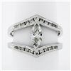Image 1 : 14K White Gold 1.01 ctw Marquise & Round Cut Diamond Milgrain Wide Open Split Ri