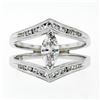 Image 4 : 14K White Gold 1.01 ctw Marquise & Round Cut Diamond Milgrain Wide Open Split Ri